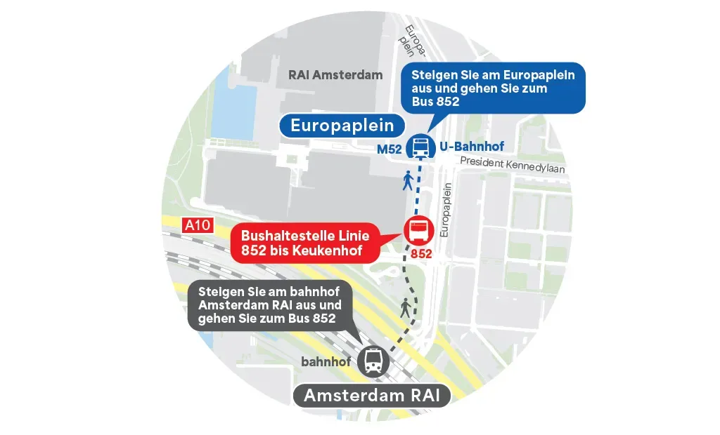 Amsterdam RAI vom Zentrum, mit der U-Bahn